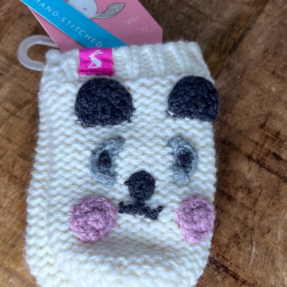 Joules Cream and Black Panda Baby’s Mittens